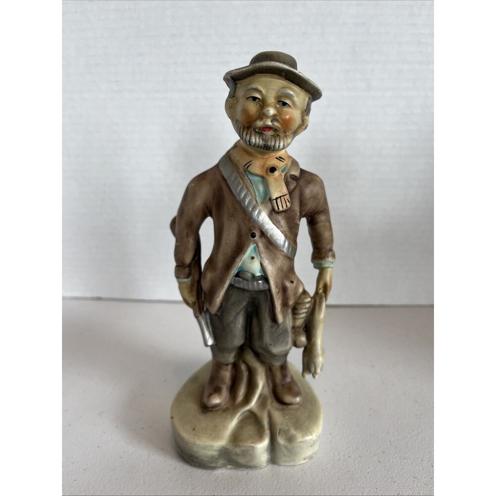 VTG Ceramic Figurine Old Man Hunter Carrying His Prize Made in Portugal